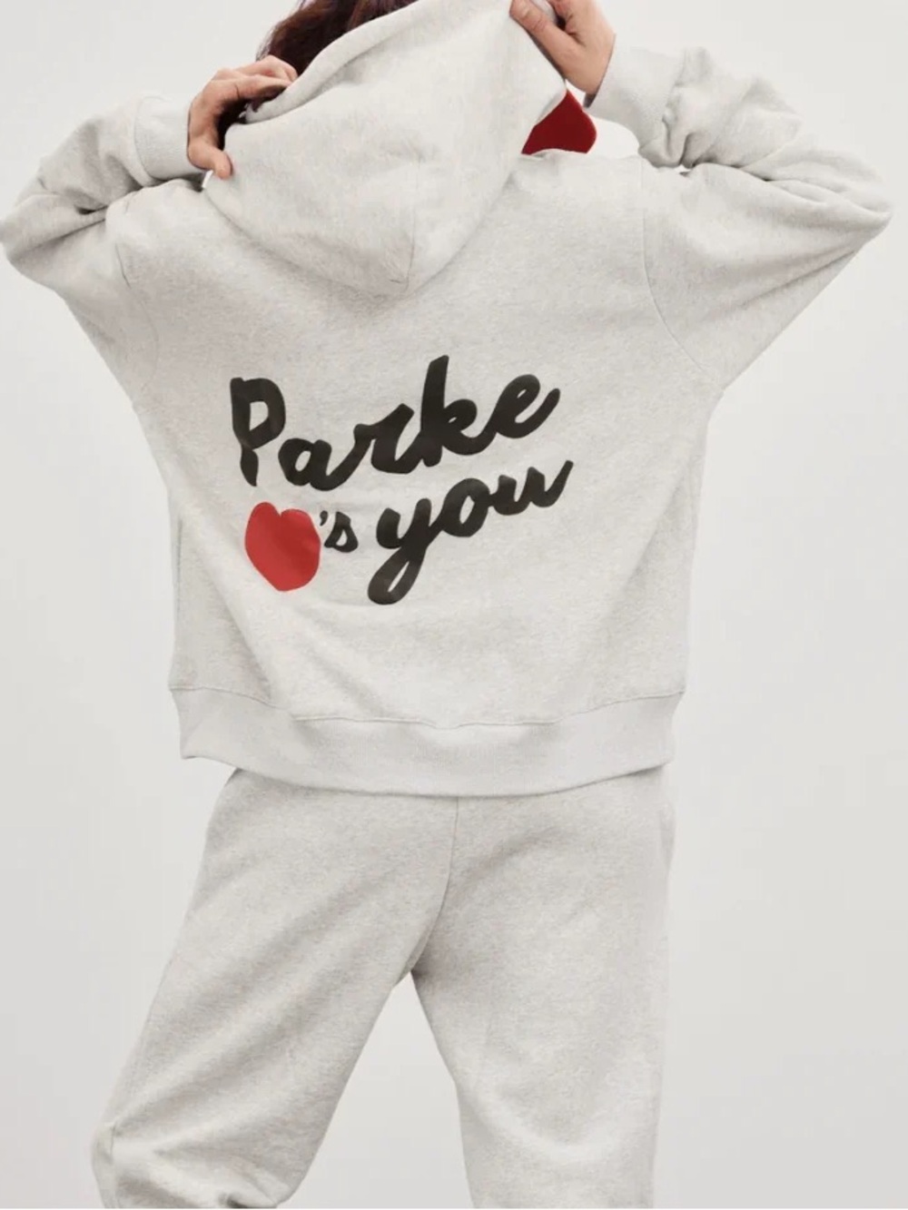 Parke Loves You Pullover Hoodie Classic Gray Logo Sweatshirt Sz S/M